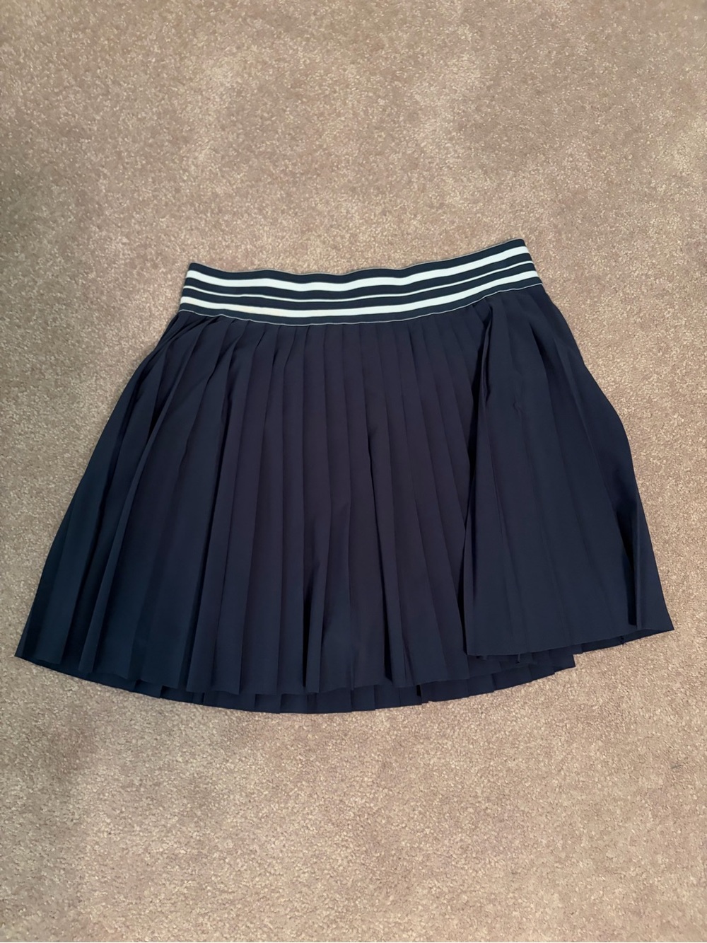Beyond Yoga Navy Pleated Skort with Striped Waistband